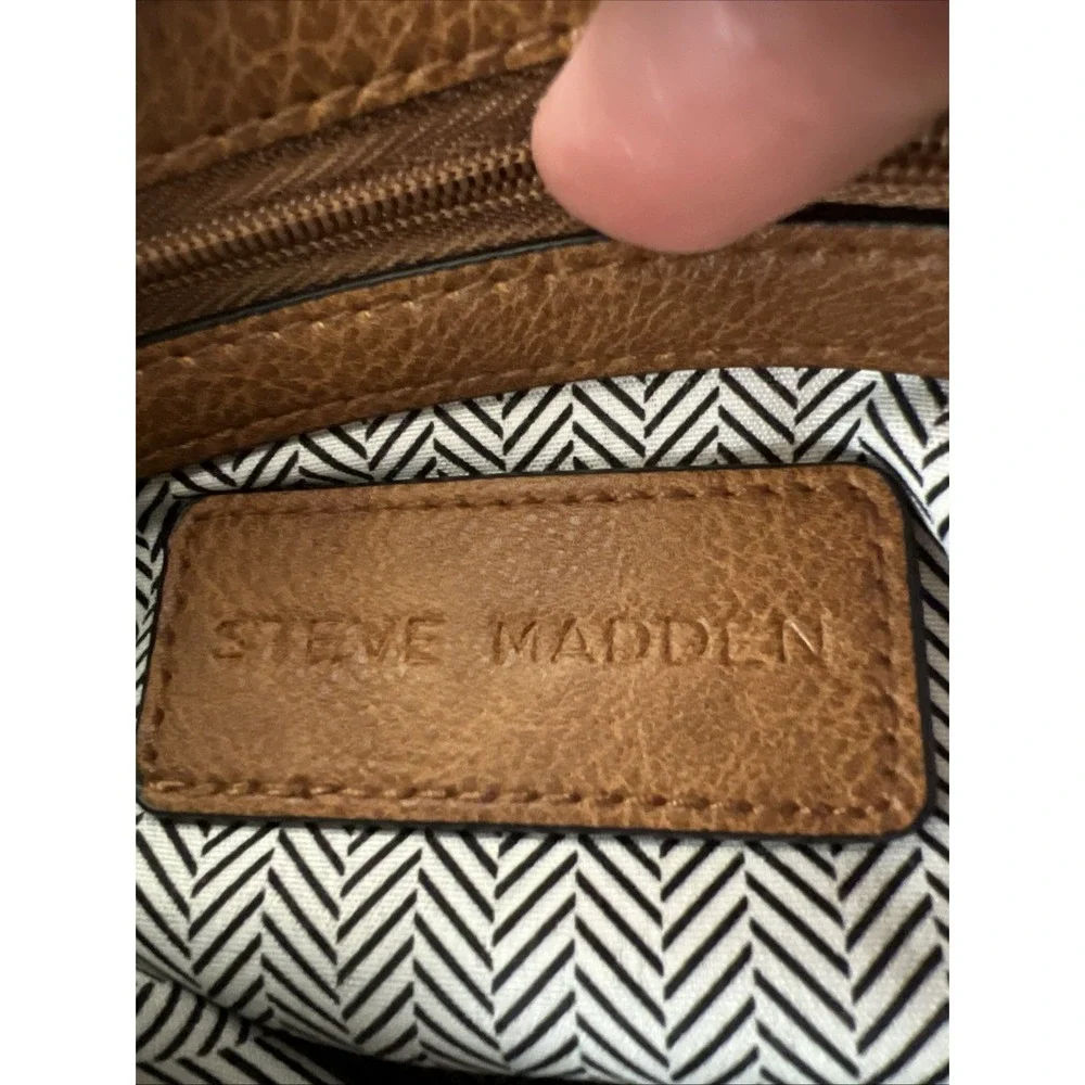 Steve Madden Handbag Vegan Leather Bag Brown Purse CrossBody + Handle Boho Hippy